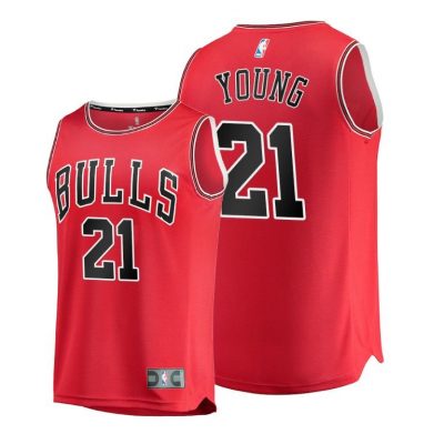 Youth Chicago Bulls Thaddeus Young youth 2020-21 Icon Edition Red Jersey