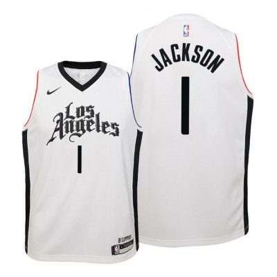 Youth Clippers Reggie Jackson #1 City 2019-20 White Jersey