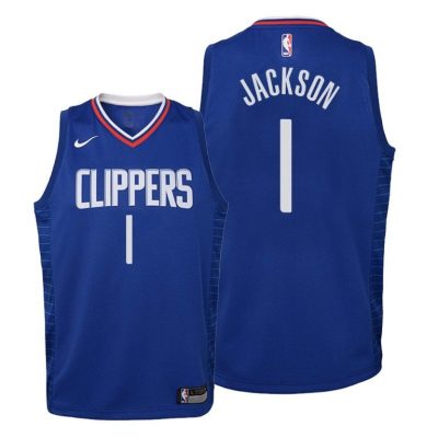 Youth Clippers Reggie Jackson #1 Icon 2019-20 Blue Jersey