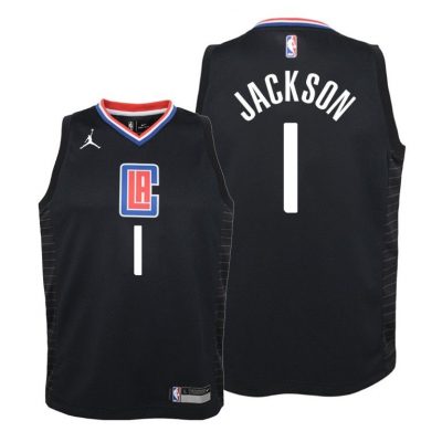 Youth Clippers Reggie Jackson #1 Statement 2020-21 Black Jersey