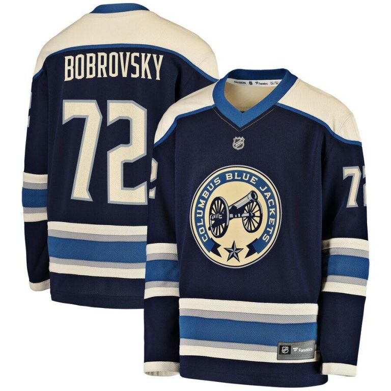 Youth Columbus Blue Jackets Sergei Bobrovsky Navy Alternate Replica Player Jersey