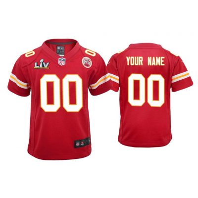 Youth Custom Kansas City Chiefs Super Bowl LV Red Game Jersey