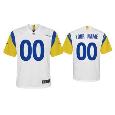 Youth Custom Los Angeles Rams White Alternate Game Jersey