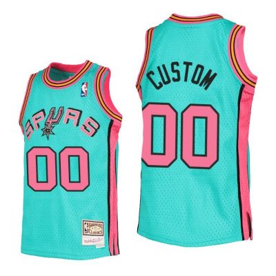 Youth Custom San Antonio Spurs Jersey #00 Reload Teal Throwback