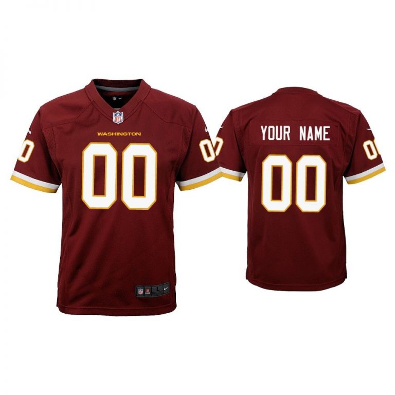 Youth Custom Washington Football Team Burgundy Game Jersey