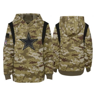 Youth Dallas Cowboys Olive 2021 Salute To Service Therma Hoodie