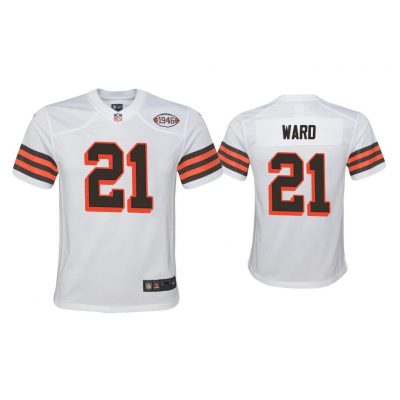 Youth Denzel Ward Cleveland Browns White 1946 Collection Alternate Game Jersey