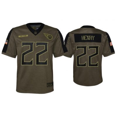 Youth Derrick Henry Tennessee Titans Olive 2021 Salute To Service Game Jersey