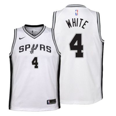 Youth Derrick White #4 Spurs 18-19 Association White Jersey