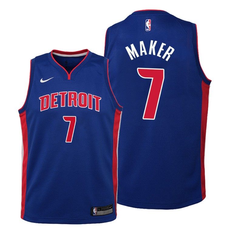 Youth Detroit Pistons 18-19 Thon Maker #7 Icon Blue Jersey