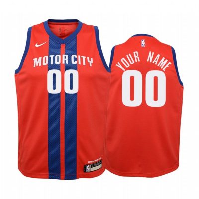 Youth Detroit Pistons Custom #00 City Red Jersey