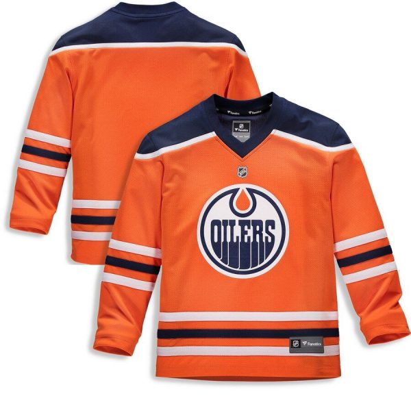 Youth Edmonton Oilers Orange Home Replica Blank Jersey