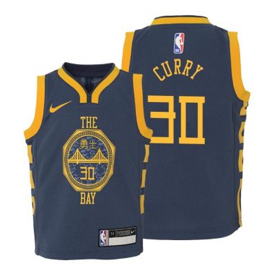 Youth Golden State Warriors 2018-19 Stephen Curry #30 City Navy Jersey