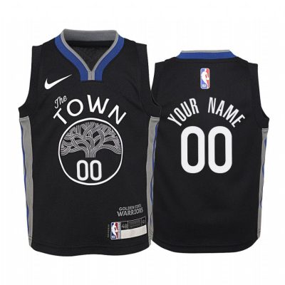 Youth Golden State Warriors Custom #00 City Black Jersey