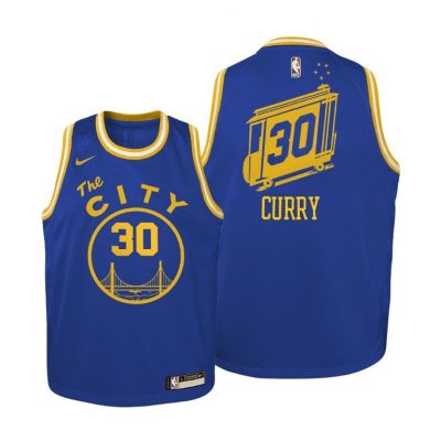 Youth Golden State Warriors Stephen Curry 2020-21 Hardwood Classics Blue Jersey