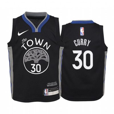 Youth Golden State Warriors Stephen Curry #30 City Black Jersey