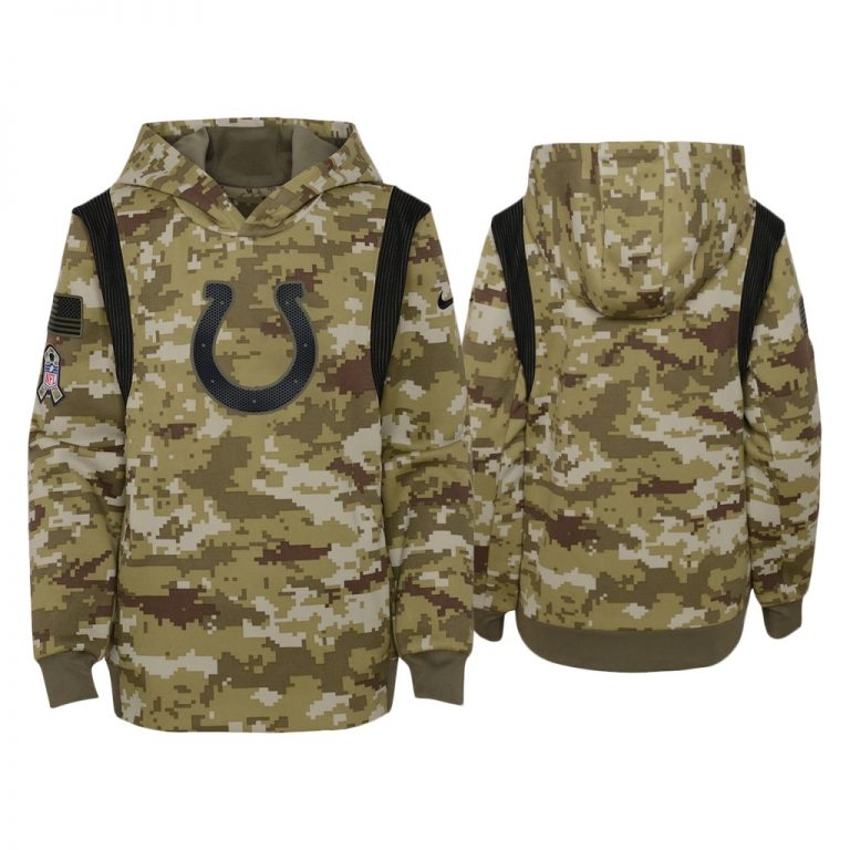 Youth Indianapolis Colts Olive 2021 Salute To Service Therma Hoodie