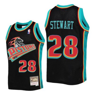 Youth Isaiah Stewart Detroit Pistons Jersey #28 Reload Black Hardwood Classics