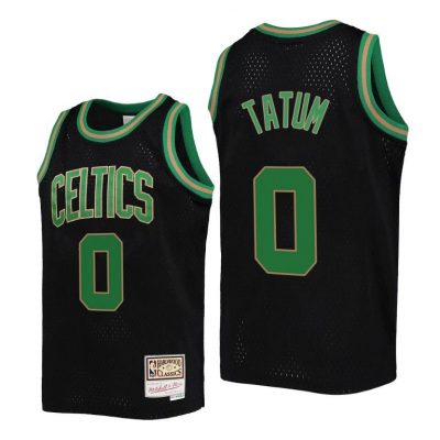 Youth Jayson Tatum Boston Celtics Jersey #0 Reload Black Hardwood Classics