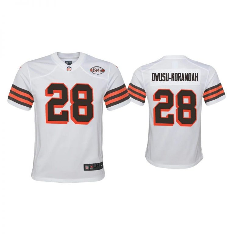 Youth Jeremiah Owusu-Koramoah Cleveland Browns White 1946 Collection Alternate Game Jersey