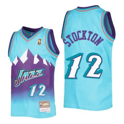 Youth John Stockton Utah Jazz Jersey #12 Reload Blue Throwback
