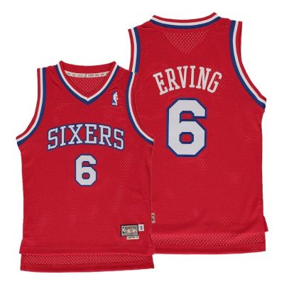 Youth Julius Erving #6 76Ers Hardwood Classics Red Jersey