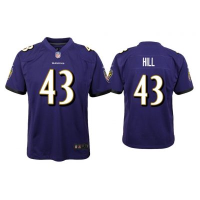 Youth Justice Hill Baltimore Ravens Purple Game Jersey