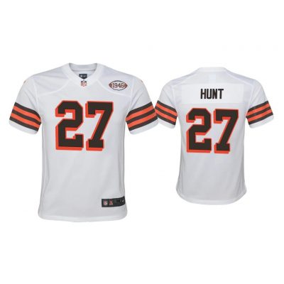 Youth Kareem Hunt Cleveland Browns White 1946 Collection Alternate Game Jersey
