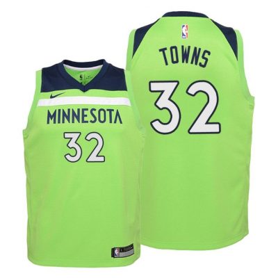 Youth Karl-Anthony Towns #32 Timberwolves 2017-18 Statement Green Jersey Youth