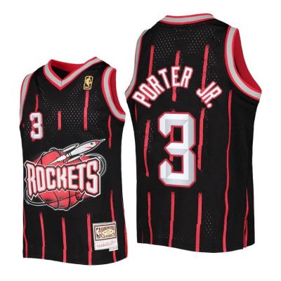 Youth Kevin Porter Jr. Houston Rockets Jersey #3 Reload Black Hardwood Classics