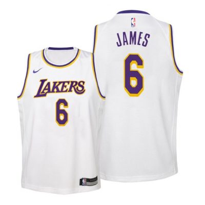 Youth Lakers #6 LeBron James 2021-22 Association Edition White Jersey Change Number