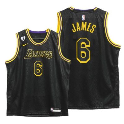 Youth Lakers #6 Lebron James 2021-22 Mamba Inspired Black Jersey Change Number