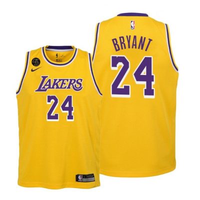 Youth Lakers Kobe Bryant #24 Gold RIP Youth Jersey