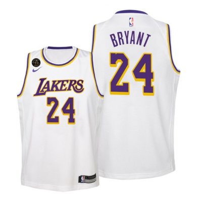 Youth Lakers Kobe Bryant #24 White RIP Jersey