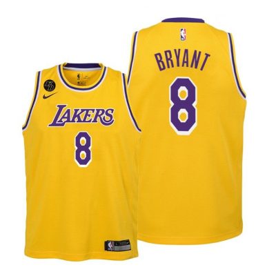 Youth Lakers Kobe Bryant #8 Gold RIP Youth Jersey