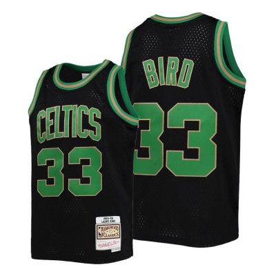 Youth Larry Bird Boston Celtics Jersey #33 Reload Black Hardwood Classics