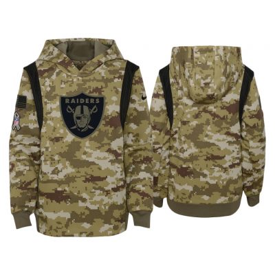 Youth Las Vegas Raiders Olive 2021 Salute To Service Therma Hoodie