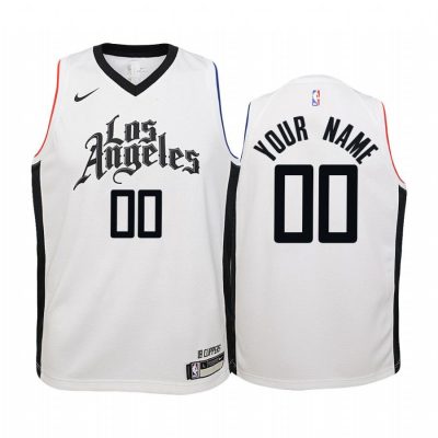 Youth Los Angeles Clippers Custom #00 City White Jersey