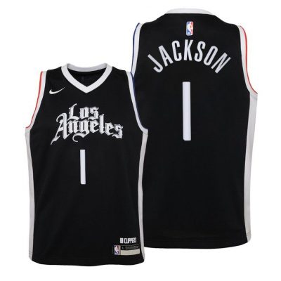 Youth Los Angeles Clippers Reggie Jackson 2020-21 City Black Jersey