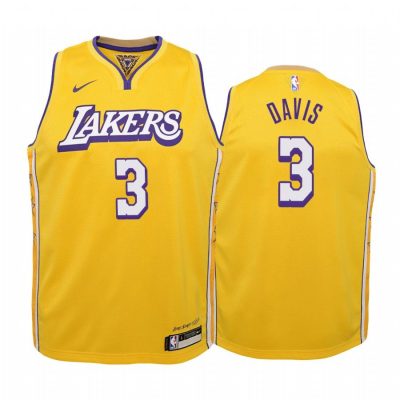 Youth Los Angeles Lakers Anthony Davis #3 City Gold Jersey