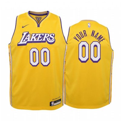 Youth Los Angeles Lakers Custom #00 City Gold Jersey