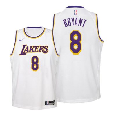 Youth Los Angeles Lakers Kobe Bryant #8 Association White Jersey -