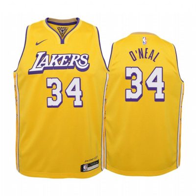 Youth Los Angeles Lakers Shaquille O Neal #34 City Gold Jersey