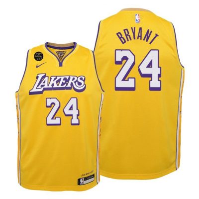 Youth Mamba forever Lakers Kobe Bryant #24 Yellow Limited Jersey