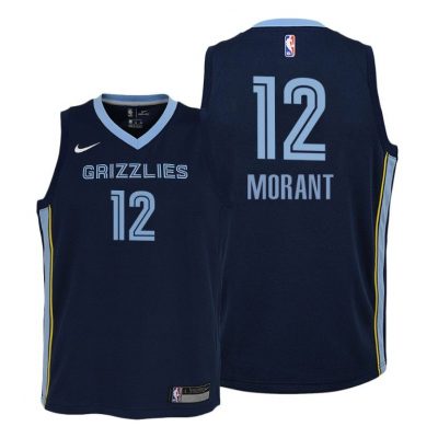 Youth Memphis Grizzlies Ja Morant youth 2020-21 Icon Edition Navy Jersey