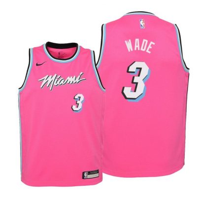 Youth Miami Heat 2018-19 Dwyane Wade #3 Earned Pink Jersey