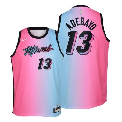 Youth Miami Heat Bam Adebayo 2020-21 City Blue Pink Jersey