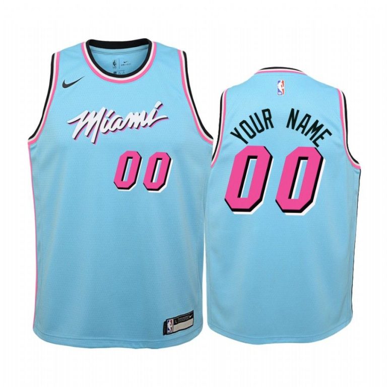 Youth Miami Heat Custom #00 City Blue Jersey