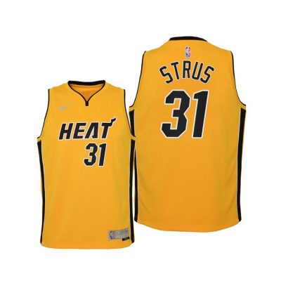 Youth Miami Heat Max Strus Youth 2021 Earned Edition Yellow Jersey