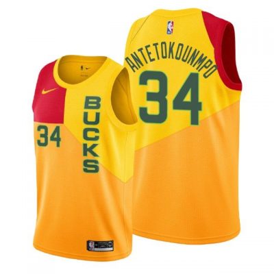 Youth Milwaukee Bucks 2018-19 Giannis Antetokounmpo #34 City Edition Yellow Jersey